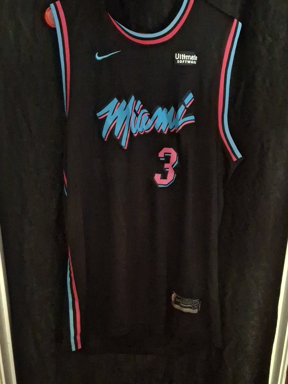 Nike Miami Heat Jersey Tank - Black with Pink & Teal Accents